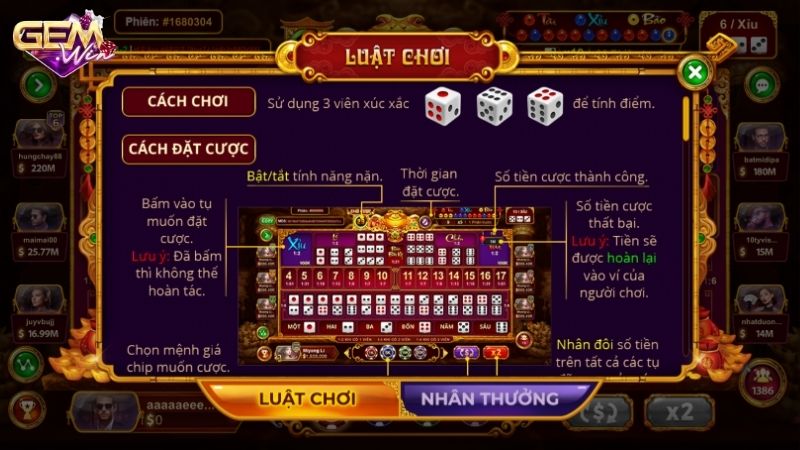 Cách chơi cơ bản và luật chơi sicbo mega win